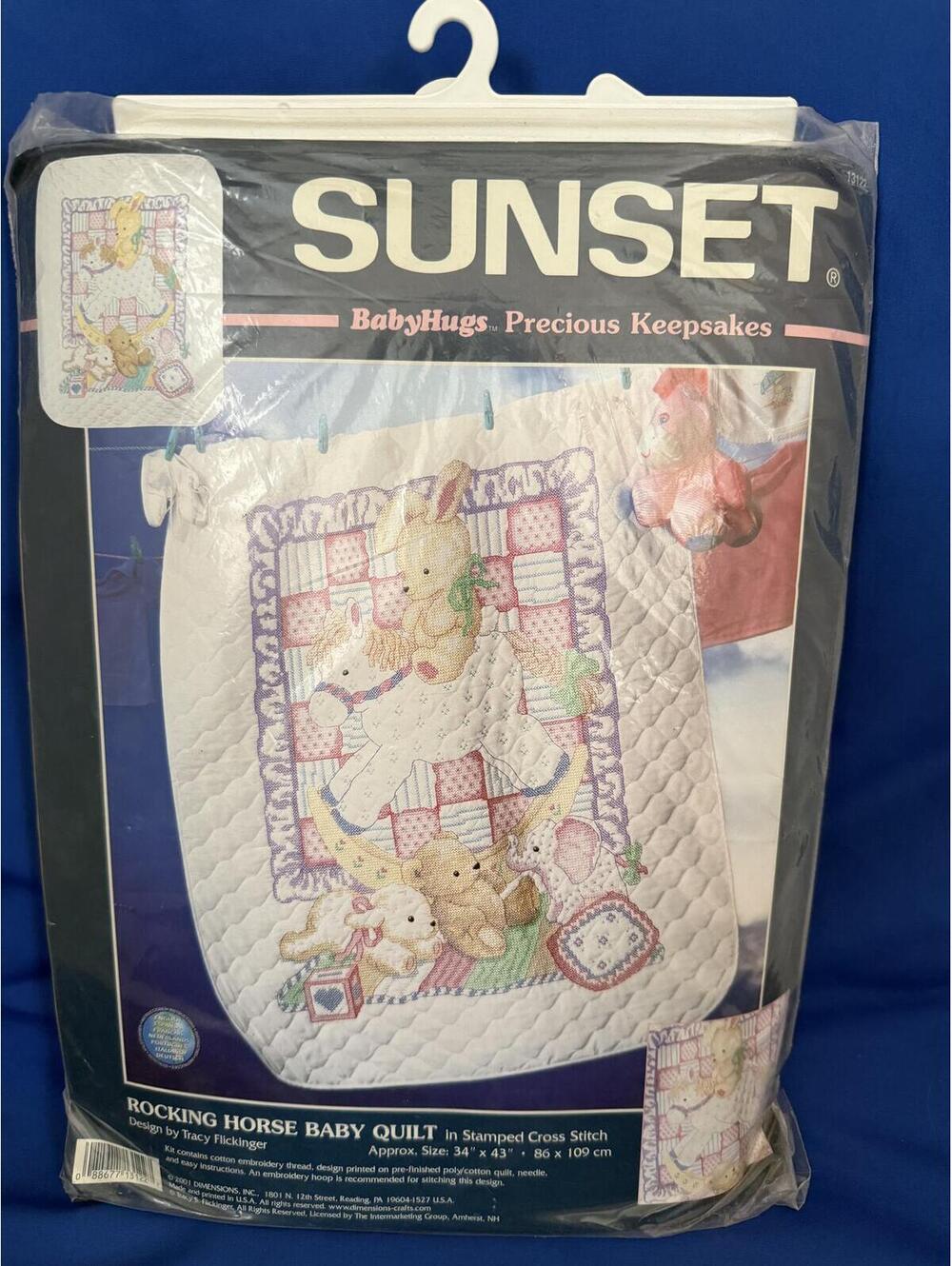 Vintage Cross Stitch Kit Rocking Horse Baby Quilt